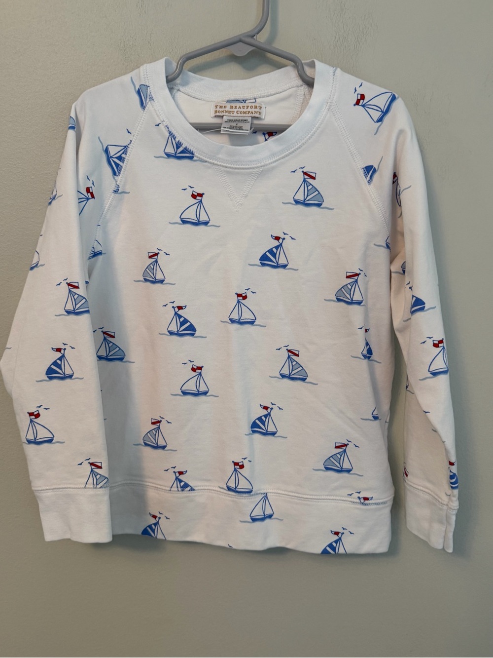 The Beaufort Bonnet Company White Sailboat Crewneck